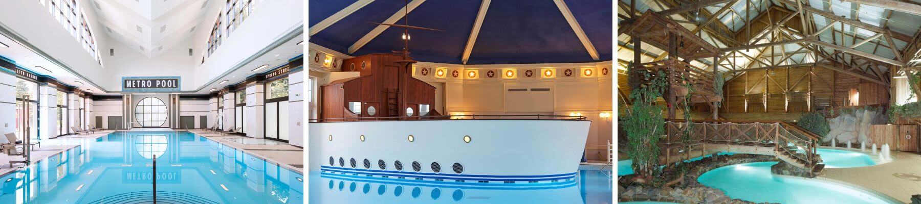 piscines des hôtels officiels Disneyland Paris : Disney Hotel New York Art of Marvel, Newport Bay Club et Davy Crockett Ranch
